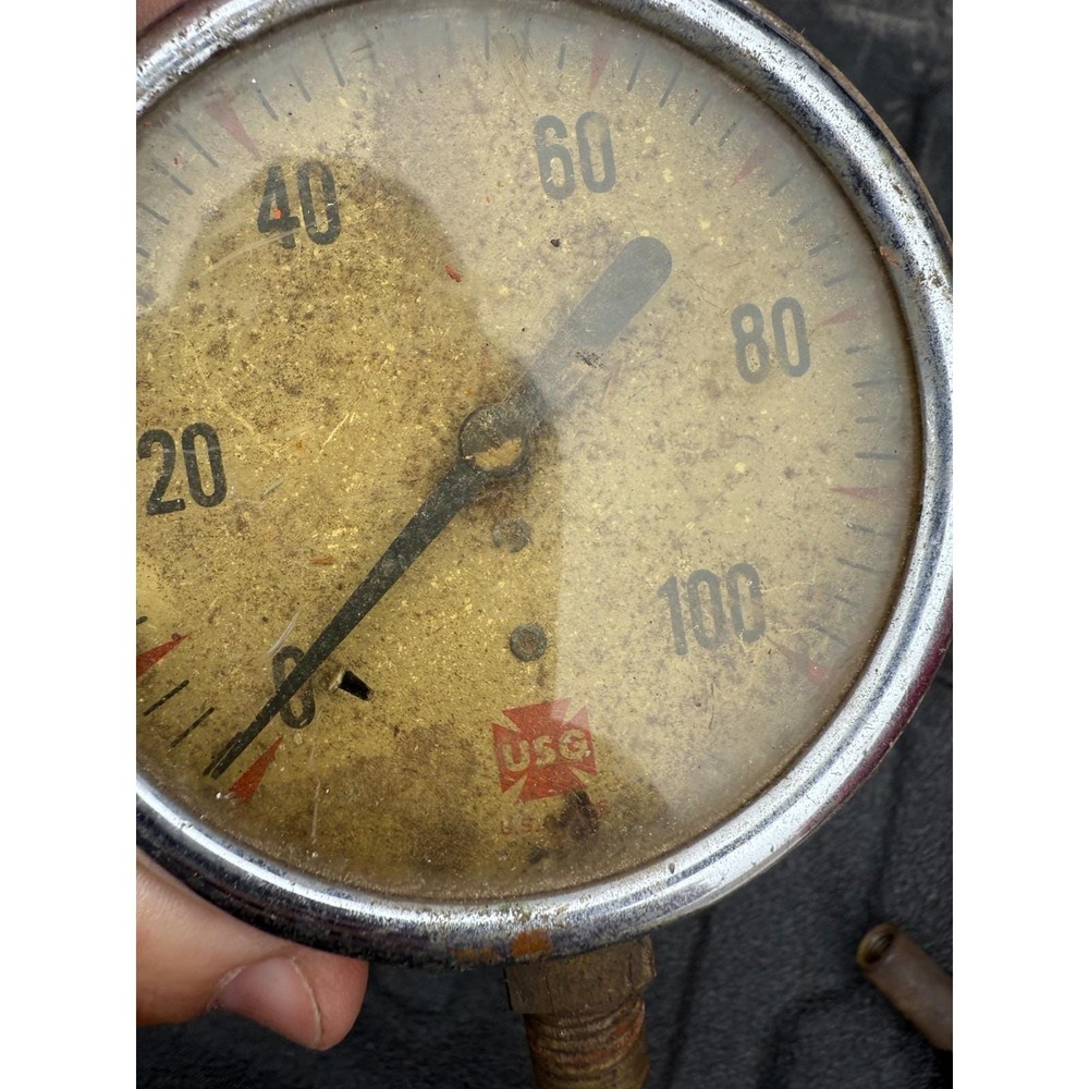 Vintage USG 0–100 PSI Pressure Gauge Industrial Steam Gauge Metal Bezel - Picture 3 of 7